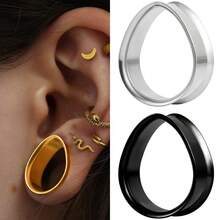 2pcs Hot Stainless Steel Water Droplet Ear Plugs Gauges Expanders Body Piercing Jewelry Women Earring Tunnels Stretchers Earring