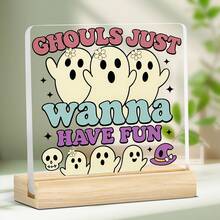1 件经典亚克力鬼魂装饰牌匾 - 多用途桌面装饰，适合万圣节、圣诞节、感恩节、父亲节和母亲节 - 无需电力，有趣的鬼魂装饰装饰品家居装饰万圣节装饰秋季装饰房间装饰