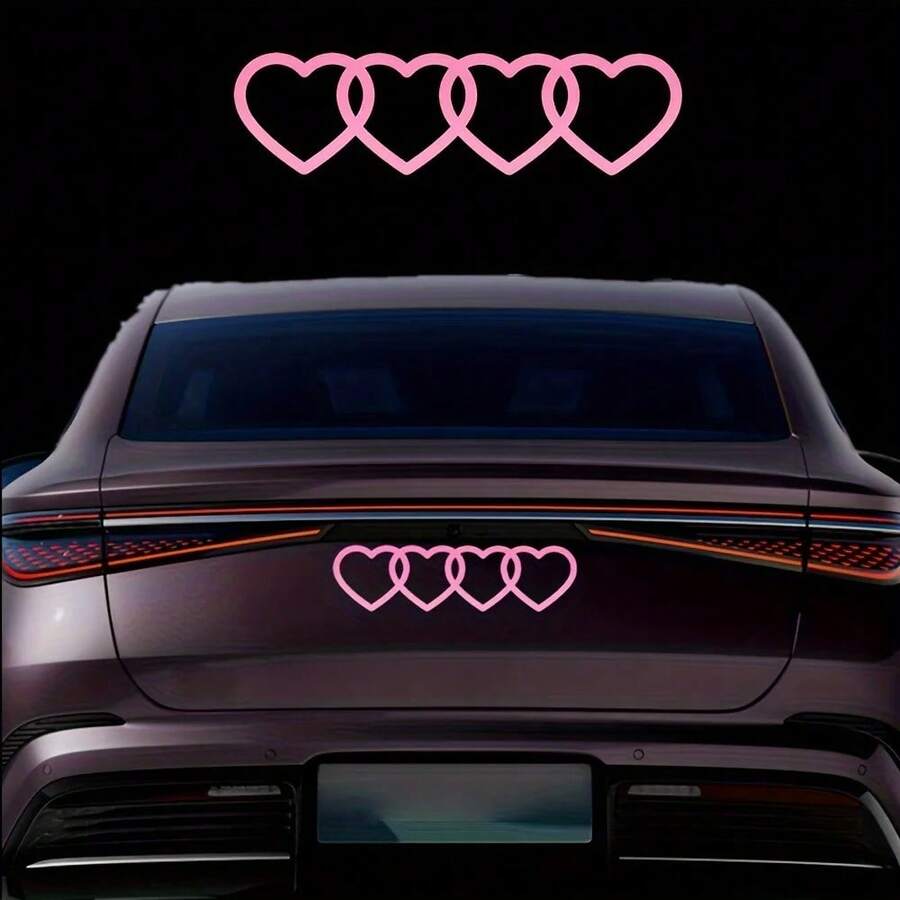 4 pegatinas de decoración en forma de corazón con logos de amor para coche, aplicables en ventanas, carrocería, parte trasera o moto, laptop - Rosa - Ver 1