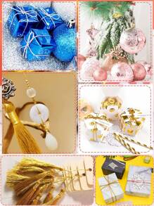 100 m/328 pi Ficelle de boulanger métallique, corde d'emballage cadeau or et argent, corde de décoration pailletée métallique, parfaite pour Halloween, Noël, Thanksgiving, l'emballage de cadeaux, les bricolages DIY, les étiquettes, la couture