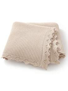 1 Stück lässige und einfache gestrickte Babydecke mit romantischer Spitze, Baby-Umhängedecke, ganzjährig geeignet für Kinder