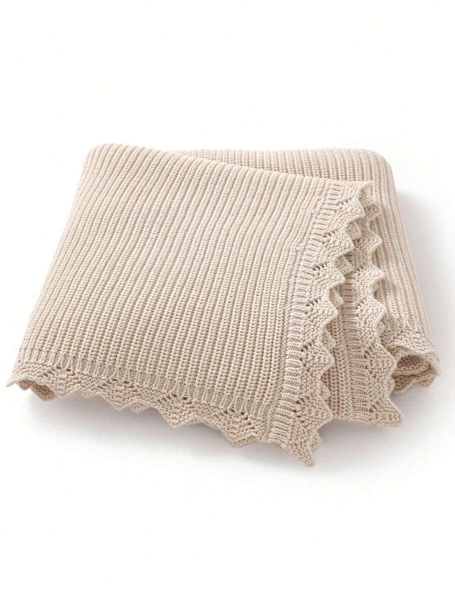 1 Stück lässige und einfache gestrickte Babydecke mit romantischer Spitze, Baby-Umhängedecke, ganzjährig geeignet für Kinder