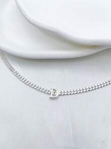 PLAIN LETTER NECKLACE WITH NAME INITIAL PLATED IN 925 SILVER. - Plateado - Ver 5