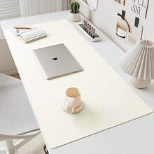 Double-Sided Desk Mat Oversized Dirt-Resistant Waterproof Eye Protection Computer Pad PU Leather Solid Colour Mouse Pad, School Supplies,Back To School - White - View 10