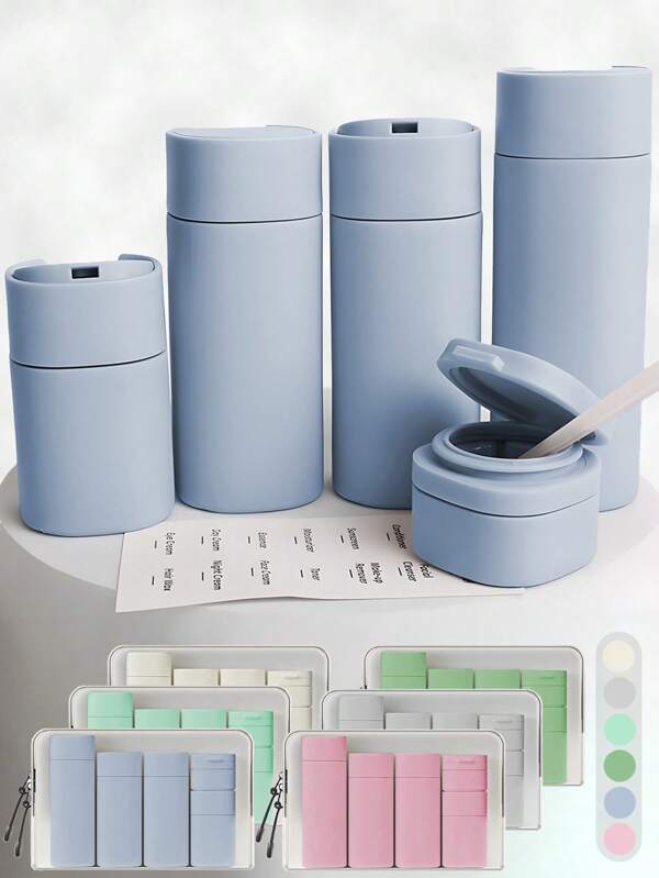 6pcs/Set 15ml/50ml/80ml/100ml Nordic Style Empty Refillable Travel Bottles Kit For Shampoo, Lotion, Body Wash, Cream