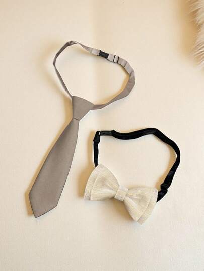 Luobobeibei 2pcs/Set Children's Solid Color Adjustable Khaki Tie, Boys Girls Fashion Formal Necktie For Suit, Daily Wear, Party, School Uniform, Performance, Special Occasion