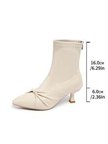 Fall/Winter 2025 Women's Fashion Twist Square Heel Versatile Comfortable High Heel Boots - Beige - View 8