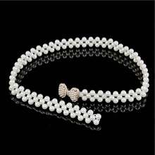 1pc Elegant Stretch Pearl, Rhinestone & Crystal Embellished Belt, Suitable For Autumn, Halloween And Other Occasions