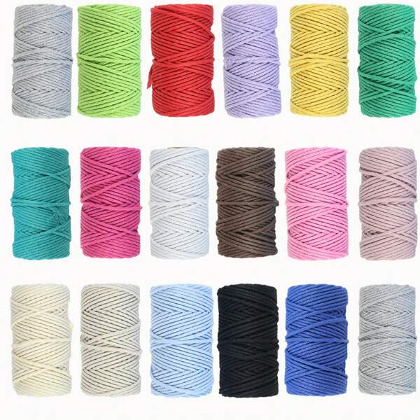 50yd 3mm Tricolor Macrame Rope, Boho Style Handmade Woven Wall Hanging Tassels, Crafting For Macrame, Plant Hangers, Baskets, Decorative Ropes, Rainbow / Macaroon Colors