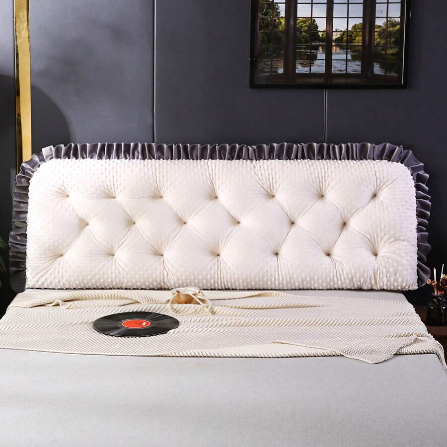Velvet Back Cushion, Backrest Cushion Reading Cushion For Bed And Sofa Bed Headboard, Reading Cushion Wall Cushion Lumbar Cushion For Couch And Beds, Support Cushion, Neck Pillow - 白色 - 查看 1