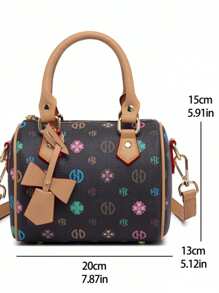 MKF Borsa a tracolla/tote mini Boston in colore bordeaux, borsa a spalla/a tracolla classica retrò con stampa 2025, regalo di Natale