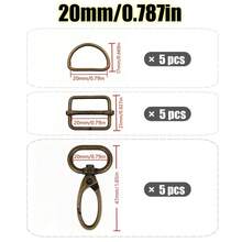 15pcs/Set 15-38mm Mixed Color Metal Belt Buckle Set, D-Ring Buckle, Rectangular Sliding Adjustment Buckle, Rotating Hook Buckle For DIY Pet Collars Handbags And Sewing Crafts - Multicolor - View 15