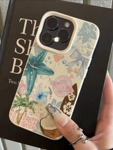 1pc Summer Coconut Tree & Flower Pattern Matte Anti-Fall TPU Phone Case, Fit Compatible With Apple 16 15 14 13 12 11 17 Pro Max, Galaxy A55/54/53/52/51, S25/24/23/22/21 Series - Multicolor - View 4