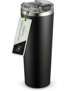 SIPX traducido al español ™   - Vasos de triple aislamiento, 16 onzas, vaso moderno de alta calidad con tapa, aislada que mantiene el calor durante 6 horas, vaso de acero inoxidable hecho de material, de - Negro - - Ver 2