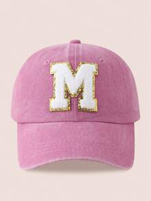 1 chiếc mũ bóng chày in 26 chữ màu hồng cho trẻ em, thích hợp cho bé trai/bé gái mặc ngoài trời hàng ngày để bảo vệ khỏi ánh nắng mặt trời - Nhãn Vàng-Màu Hồng - Xem 51