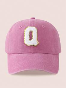 1 chiếc mũ bóng chày in 26 chữ màu hồng cho trẻ em, thích hợp cho bé trai/bé gái mặc ngoài trời hàng ngày để bảo vệ khỏi ánh nắng mặt trời - Nhãn Vàng-Màu Hồng - Xem 40