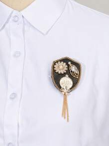 1 Stück elegante, vintage Palastdesign Strass Quaste blumenförmige Brosche, luxuriöser Schmuckpin für Frauen, perfekt für den täglichen Gebrauch und als Geschenk für ein Abenddate
