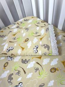 Laura Baby 2-Piece Sheet Set For American Standard Crib Or Mini Crib 100% Cotton - 卡其色野生動物園 - 查看 4