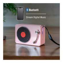 Compact Retro-Style Player Combines Vinyl Record Playback With Bluetoo Th Speaker Functionality. Portable Design, Built-In Speakers, And Headphone Jack-Ideal For Vintage Vibes On The Go, Blending Nostalgic Audio With Modern Wireless Connectivity.
