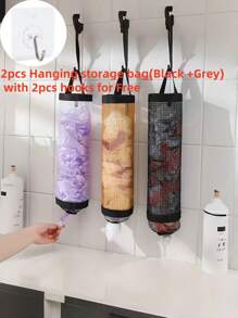 Hanging Trash Bag Holder, Plastic Bag Rack, Mesh Hanging Storage Dispenser, Wall-Mounted Storage Bag, Shoe Cover Plastic Bag Garbage Bag Organizer, Kitchen Storage Organizer, Wall-Mounted Storage Hanging Bag, Foldable, Breathable, Washable Mesh Trash Bag Dispenser/Organizer, Suitable For Home, Kitchen, Summer Beach Party, Grocery, Camping, Room Decor, Kitchen Accessories