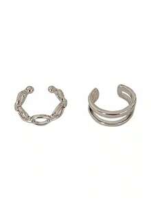 1 Set Simple Silver Chain Clip Earrings, Fashionable Design Suitable For Daily Wear, A Practical Gift For Those Who Prefer Understated Accessories