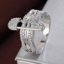 1件装时尚绳编可调节戒指，镶嵌人造锆石，女士 - 彩色 - 查看 9