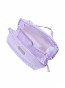 1pc Breathable Mesh Cosmetic Bag - Large Capacity, Multi-Layer Organizer With Handles, Portable And Stylish Makeup Pouch For Women, Breathable Storage Bag Transparent Mesh Texture