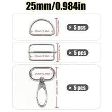 15pcs/Set 15-38mm Mixed Color Metal Belt Buckle Set, D-Ring Buckle, Rectangular Sliding Adjustment Buckle, Rotating Hook Buckle For DIY Pet Collars Handbags And Sewing Crafts - Multicolor - View 21