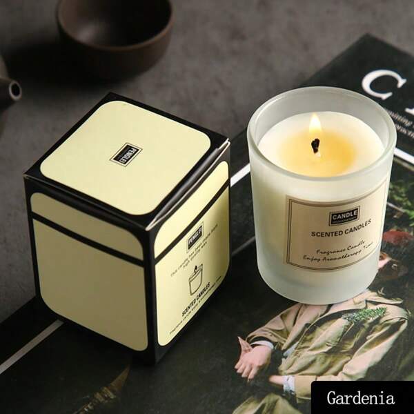 1 Box 1 Piece Gardenia Fragrance Black & White Glass Candle Holder, Scented Candles With Fragrant Aroma, Simple Room Decoration Suitable For Various Festivals