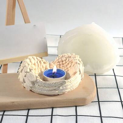 DIY Wing Candle Holder Mold, 3D Stereoscopic Heart Wing Silicone Mold