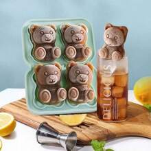 1pc Silicone Bear Shaped Ice Cube Tray, Homemade Milk Tea, Coffee Drink Companion, Ice Cube Maker, Ice Mold With Ice Bag