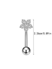 1pc Stainless Steel Reverse Bar Belly Button Ring, Cute Navel Piercing Jewelry For Daily Wear