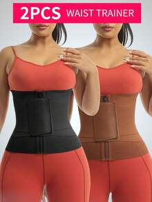 运动户外1件和2件多色可调节女士收腹束腰带，带防卷边塑身衣腰部训练器紧身胸衣