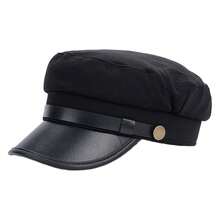 Black Chauffeur Hat Flat Top Premium Doorman Newsboy Driver Costume Hat For Men Women Daily Wear Travel Theme Party - Multicolor - View 1