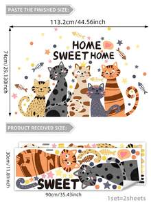 1pc Airplane, Teddy Bear, Sunflower, Cat Cartoon Warm Home Decor Wall Sticker Background - Multicolor - View 11