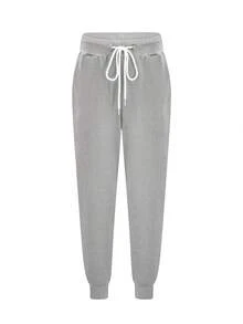 Women'S Fashion Solid Color Casual Drawstring Waist Harem Pants - 淺灰色 - 查看 1