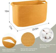 Extra Large Orange Storage Basket, 23.6" X 17" X 12" Rectangle Baskets For Organizing, Cute Cotton Rope Baskets For Storage, Blanket Toy Bin Organizer, Colorful Woven Baskets For Decor - Burnt Orange - View 2