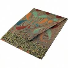 Paisley Pashmina Scarf For Women PASKMLNA - A18-3mocha-bluish Green - View 5