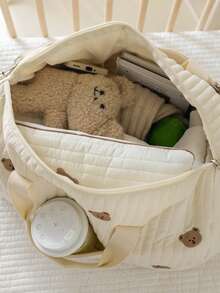 1 件卡通动物刺绣大容量孕妇尿布包，轻便手提手提包，适合妈妈 - 小兔刺繡包 - 查看 7