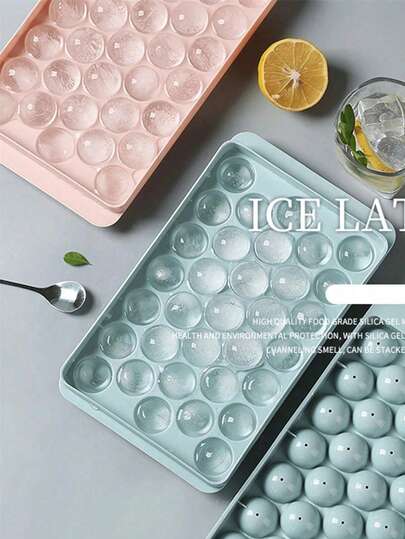 1pc 33-Cavity Ice Ball Maker Mold With Lid, Refrigerator Ice Cube Tray, For Cocktail Drinks