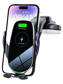 YITUMU Wireless Car Charger Holder, Fast Charging Automatic Clamping 15W Smart Dual-Control Induction Car Phone Holder, Optional Cigarette Lighter Car Charger Accessory, Suitable For Android And Apple Phones With Wireless Charging Function Car Accessories