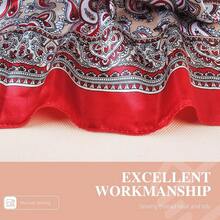 35 Inches Silk Head Scarf-Satin Hair Scarves Silk Bandana Scarf Headscarf For Women's Fashion Scarveshalloween - 佩斯利花紋 - 紅色 - 查看 5