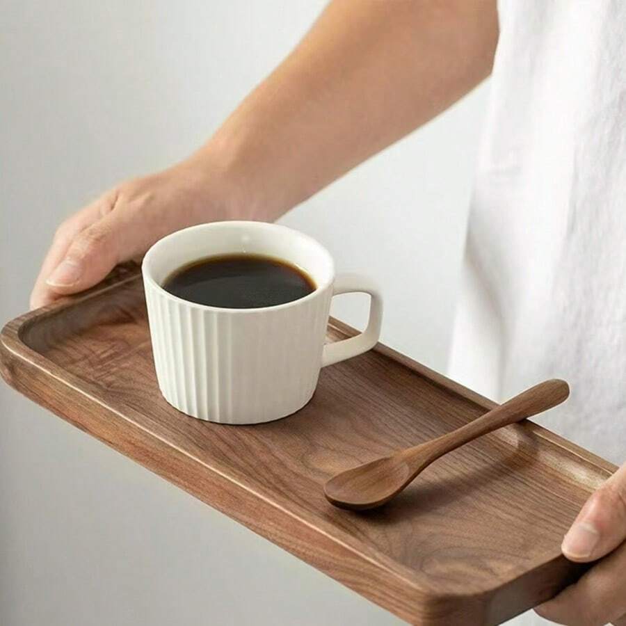 红木托盘，家用水杯架，办公室咖啡托盘，水果和零食餐盘 - 彩色 - 查看 1