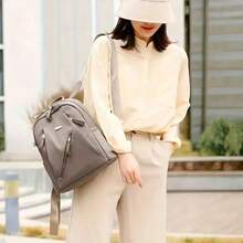 Balo nữ phong cách đại học, ba lô nhẹ thường ngày, dây đeo vai có thể điều chỉnh, khóa kéo, lớp lót polyester, có thể giặt bằng máy, phù hợp cho học sinh, đi làm hàng ngày, kết hợp hoàn hảo với phụ kiện ba lô - màu đen - Xem 7