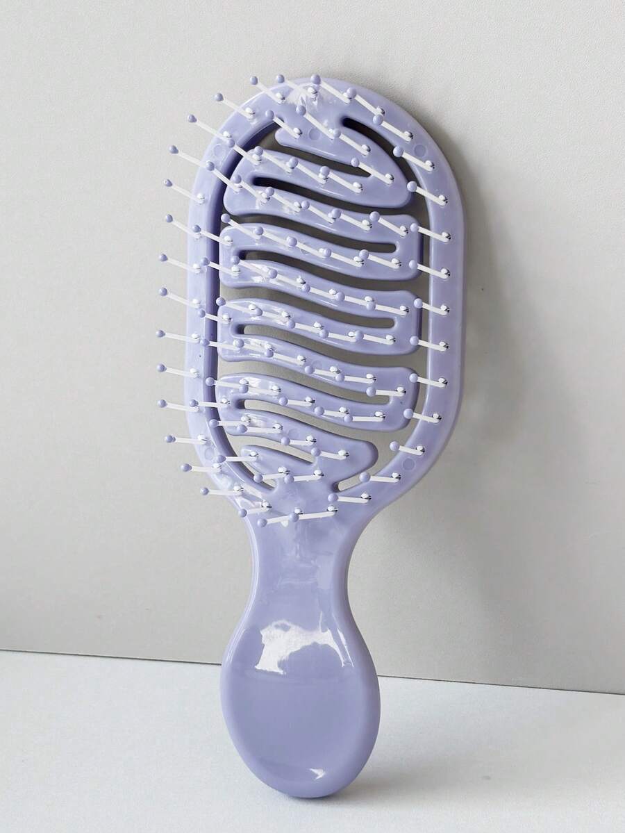 1支迷你紫色镂空设计发梳，干湿两用便携梳，夏季、返校、旅行必备女性美发用品，女士发饰，梳子，边缘梳，梳子，解结梳，球形梳，迷你发梳套装，木梳，发梳，美发工具，发梳，美发设备，小梳子，迷你发梳，发型，美发，发梳，发梳套装，梳子，卷发梳，解结梳，女士发梳，理发师配件，理发店，美发设备 - 紫色 - 查看 1