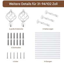 IsEasy Curtain Rod 25mm Curtain Rod 1 Track 2 Tracks Stainless Steel Metal 80-280cm - White-2-läufig - View 7