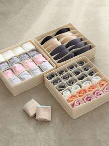 1 pieza Caja de almacenamiento para el hogar con tres piezas plegables organizadora, caja de almacenamiento para ropa interior, calcetines, ropa, caja de malla para almacenar calcetines y ropa interior, caja de almacenamiento con cajones plegables, organizador con formato para el hogar, caja de almacenamiento lavable