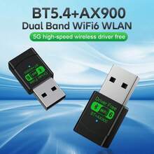 AX900 WIFI6 USB Adapter 2 IN 1 Bluetooth 5.4 Dual Band 2.4G&5GHz 900Mbps WiFi 6 802.11AX High-Speed Mini Wireless Network Card Receiver Dongle For PC Laptop WIN 10/11 Driver Free - Black - View 7