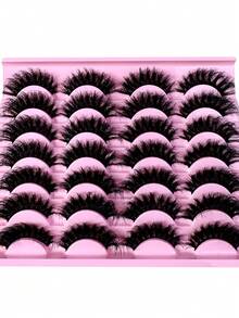 LYBCG Wholesale Bulk 14Pairs Faux Mink Lashes 5D Fluffy False Eyelashes Thick Volume Dramatic Halloween Cosplay Manga Cat Eye Lashes Long Strip Wispy Lashes Pack - 黑色 - 查看 5