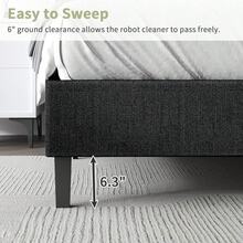 Upholstered Bed Frame With Headboard, Linen Fabric Platform Bed Frame With Tufted Headboard, No Box Spring Required, Easy Assembly, Pink/ White/ Black/ Blue, Twin/ Full/ Queen - màu đen - Xem 4